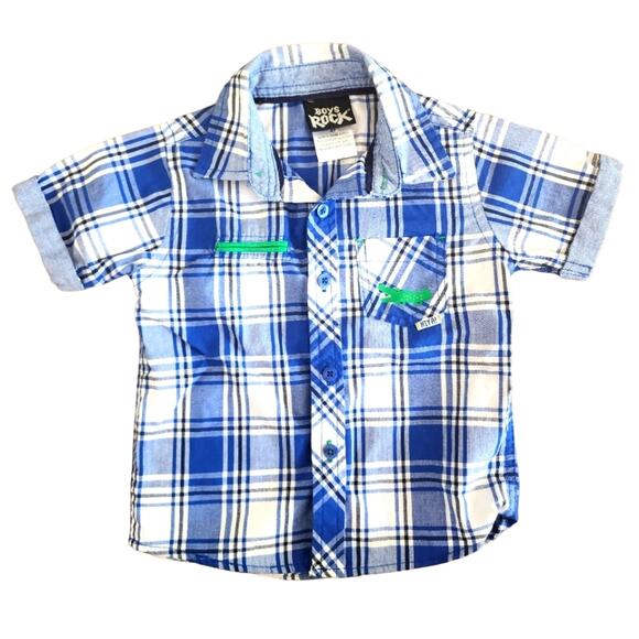 Boys Rock Short Sleeve Button Down Boys Size 2T dinosaur - Picture 1 of 7